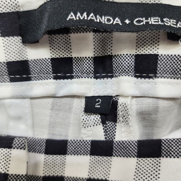 Amanda + Chelsea Pants Womens 2 Black White Check Gingham Ankle Low Rise Stretch - Picture 6 of 12